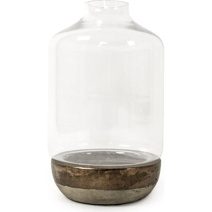 Gilded Bottom Glass Pottery by Zentique in gilded base and ceramic. Made from ceramic in a eclectic & global style.