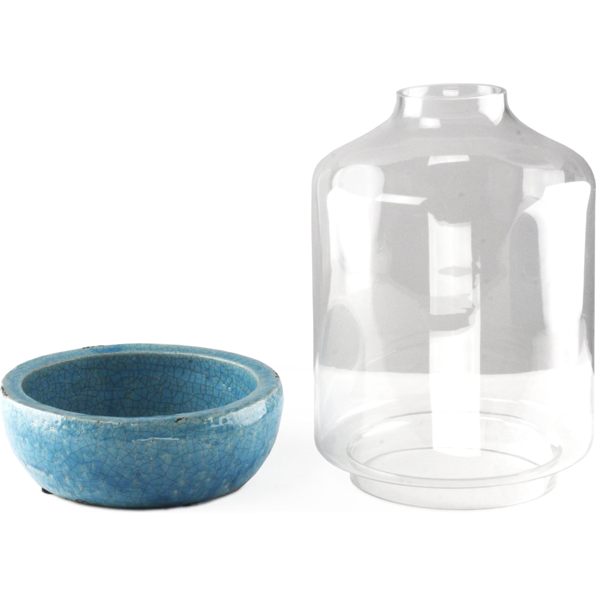Distressed Blue Ceramic & Glass Vase by Zentique in blue. Made from ceramic in a modern style.