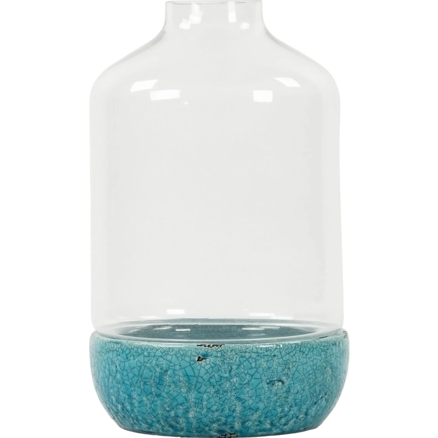 001 S-338121,S-338122 | Primary Silo | Distressed Blue Ceramic & Glass Vase by Zentique in blue. Made from ceramic in a modern style.