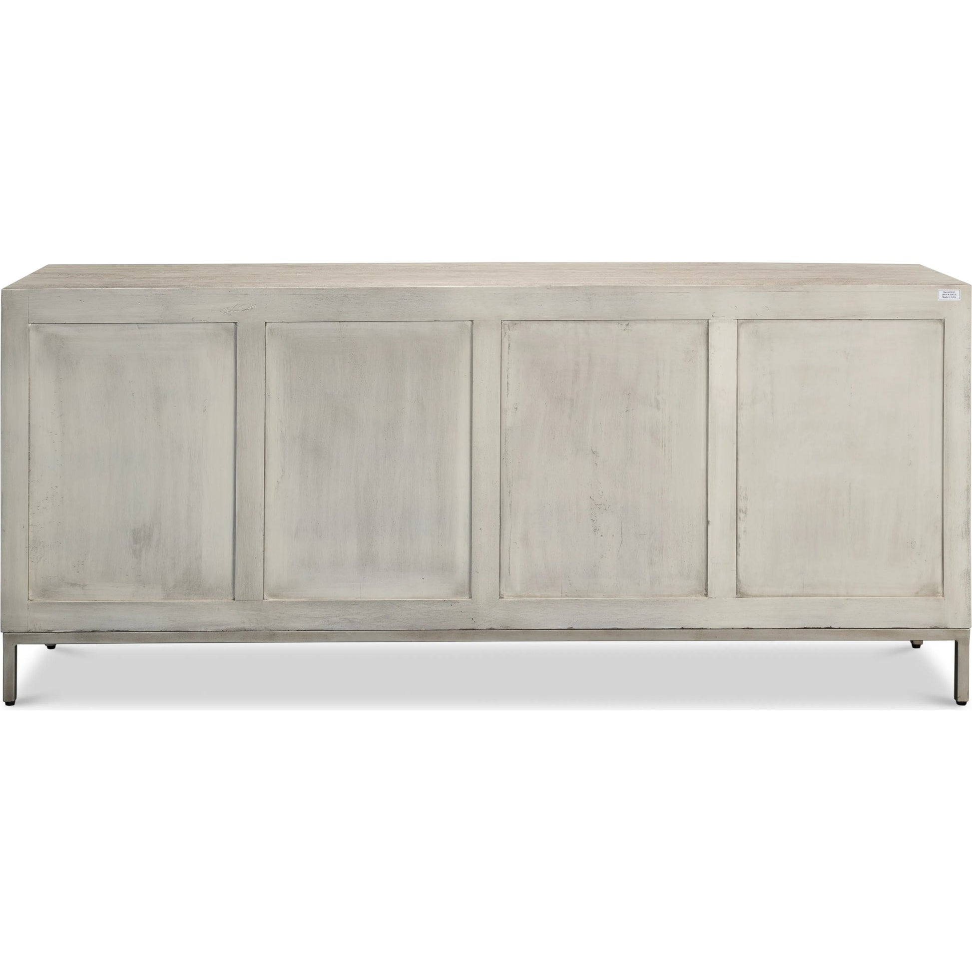 Cubist Four Door Sideboard by Sarreid Ltd. in grey. Made from mango wood in a modern style.