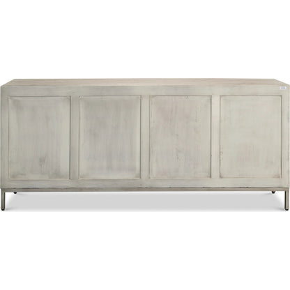 Cubist Four Door Sideboard by Sarreid Ltd. in grey. Made from mango wood in a modern style.