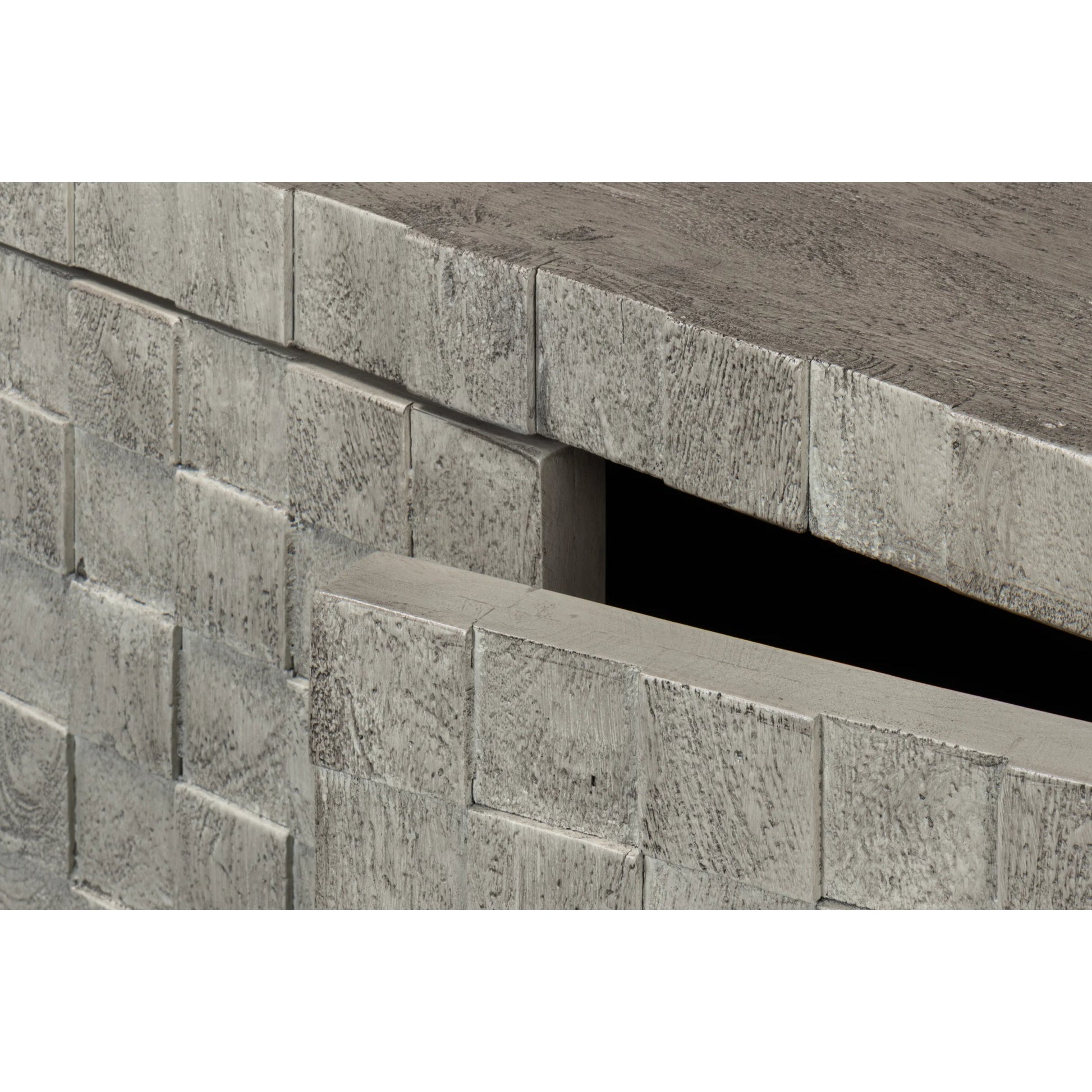 Cubist Four Door Sideboard by Sarreid Ltd. in grey. Made from mango wood in a modern style.