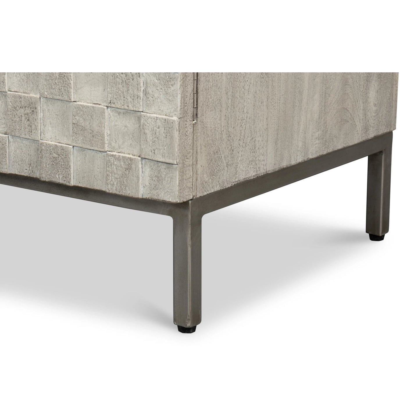 012 SI-2372480 | Closeup | Cubist Four Door Sideboard by Sarreid Ltd. in grey. Made from mango wood in a modern style.