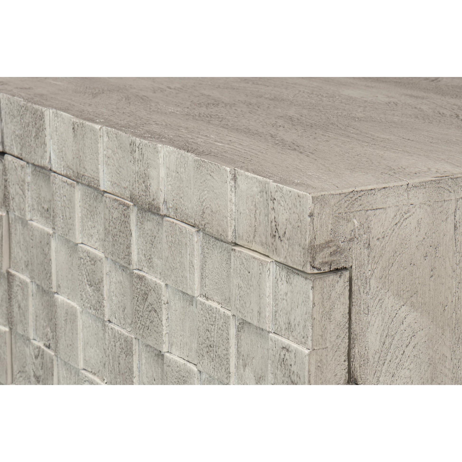 Cubist Four Door Sideboard by Sarreid Ltd. in grey. Made from mango wood in a modern style.