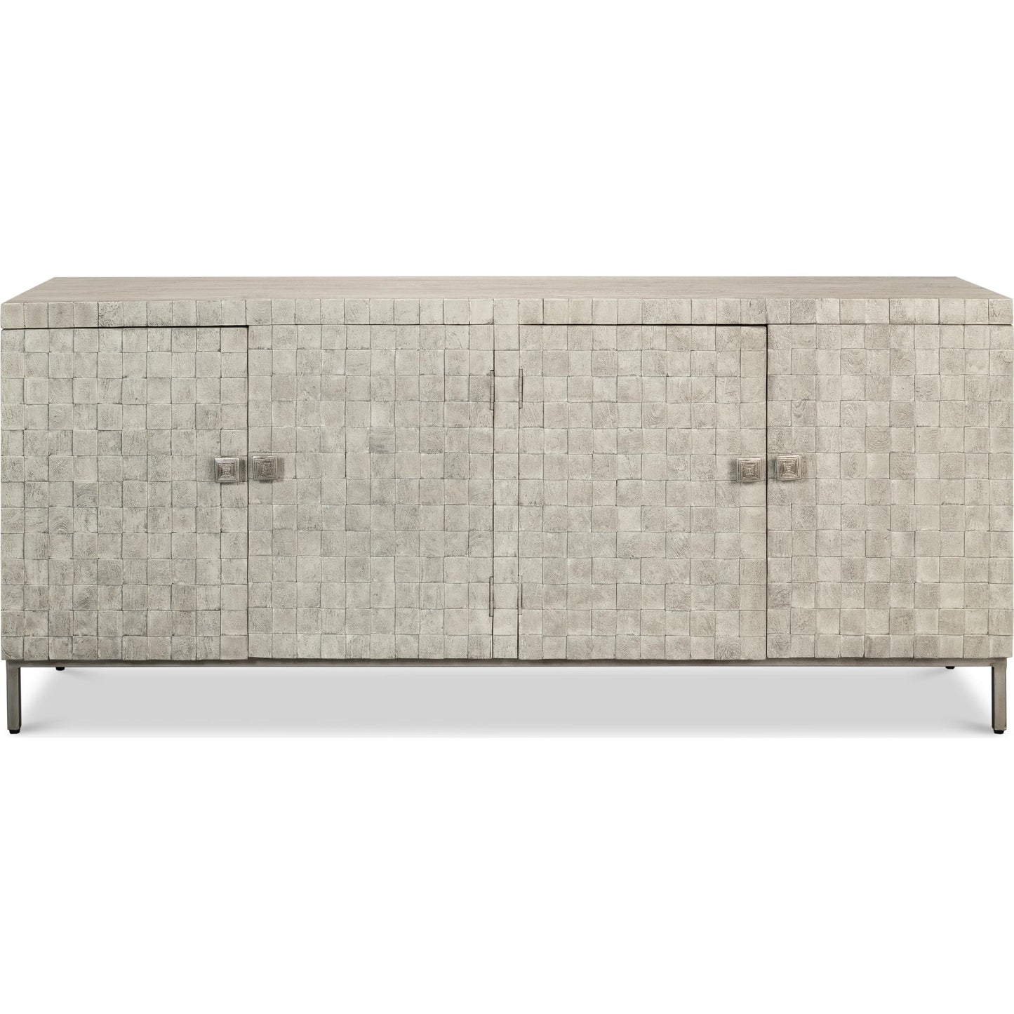 005 SI-2372480 | Additional Silo | Cubist Four Door Sideboard by Sarreid Ltd. in grey. Made from mango wood in a modern style.