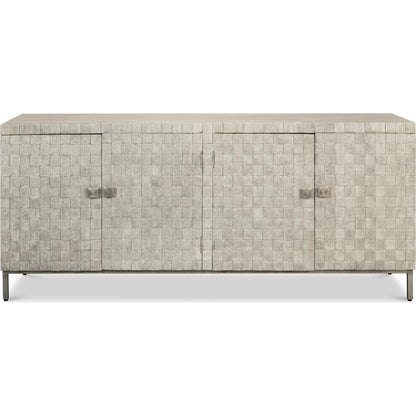 Cubist Four Door Sideboard by Sarreid Ltd. in grey. Made from mango wood in a modern style.