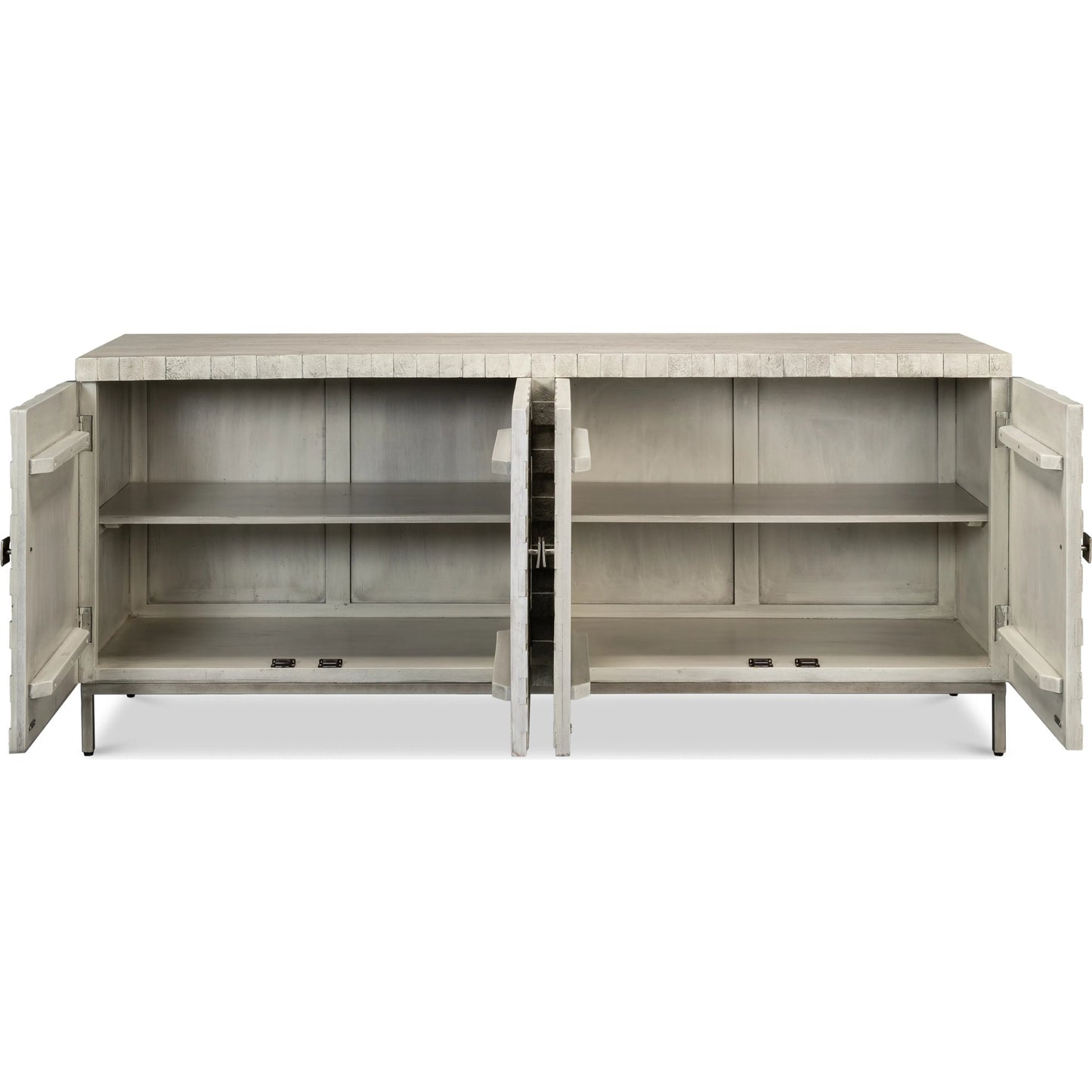 006 SI-2372480 | Additional Silo | Cubist Four Door Sideboard by Sarreid Ltd. in grey. Made from mango wood in a modern style.