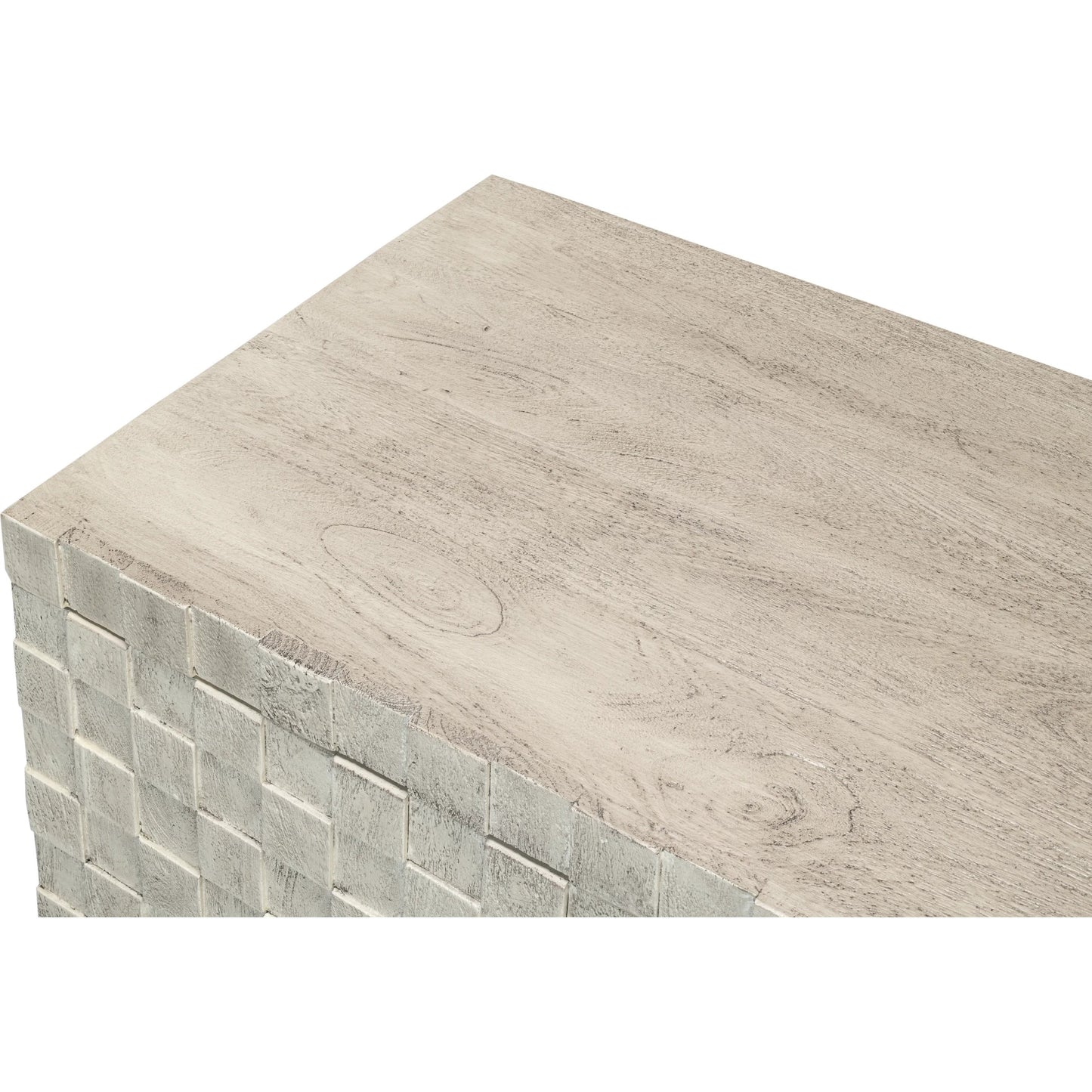 011 SI-2372480 | Closeup | Cubist Four Door Sideboard by Sarreid Ltd. in grey. Made from mango wood in a modern style.