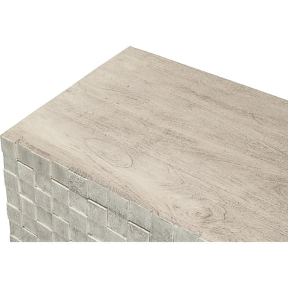 Cubist Four Door Sideboard by Sarreid Ltd. in grey. Made from mango wood in a modern style.