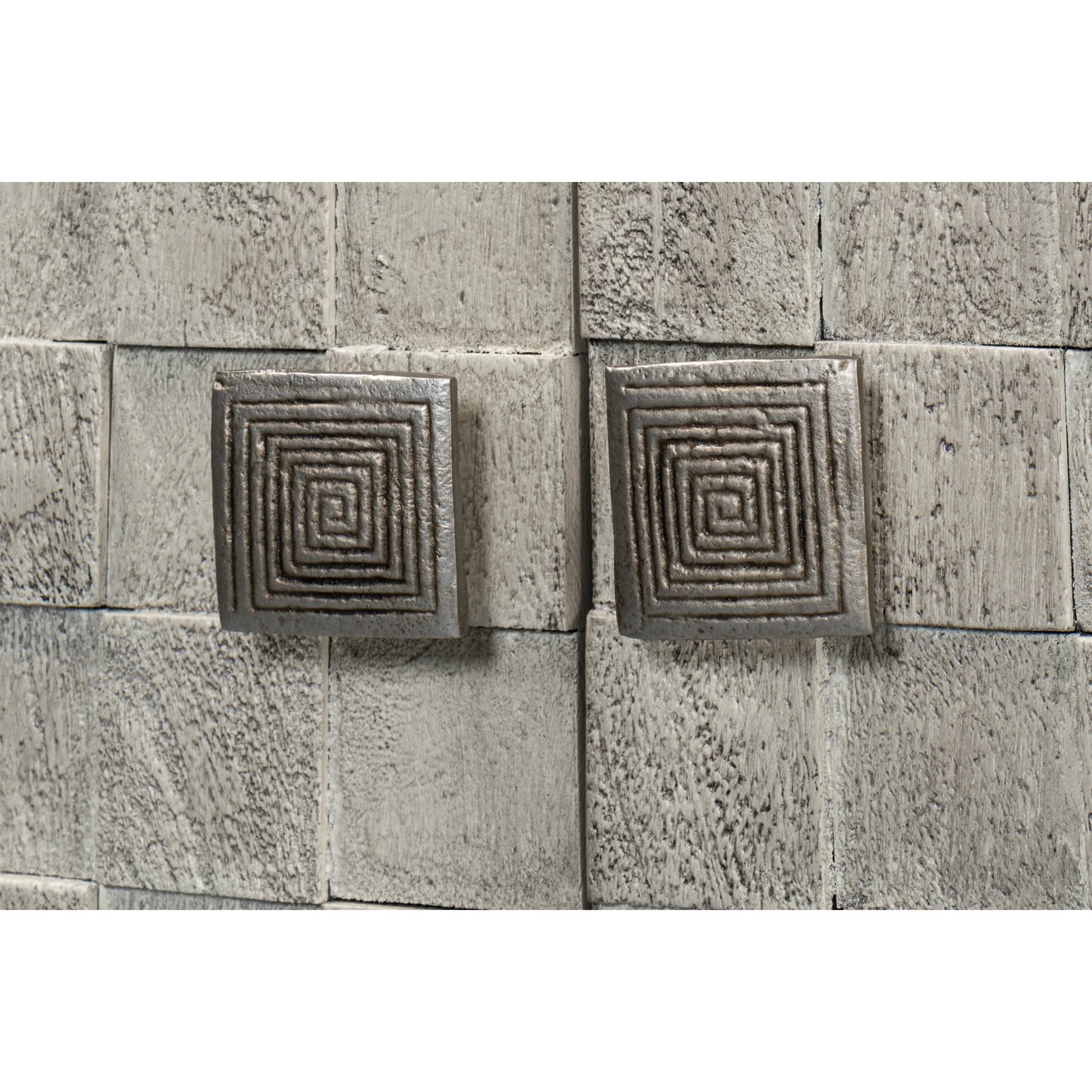 010 SI-2372480 | Closeup | Cubist Four Door Sideboard by Sarreid Ltd. in grey. Made from mango wood in a modern style.