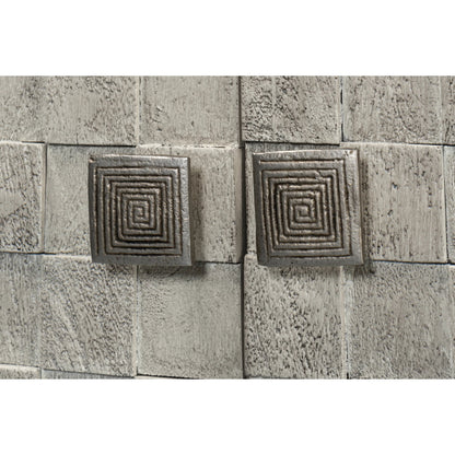 Cubist Four Door Sideboard by Sarreid Ltd. in grey. Made from mango wood in a modern style.