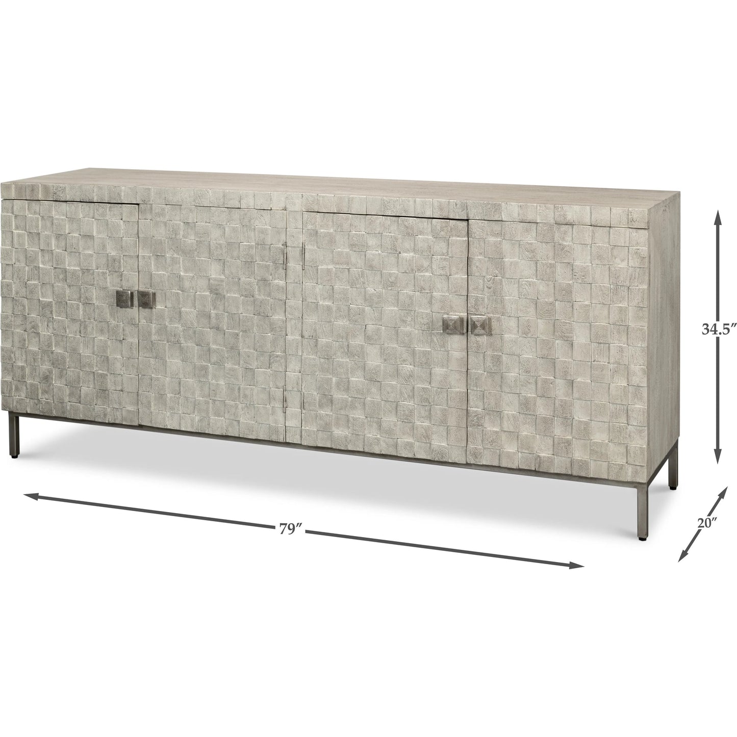 007 SI-2372480 | Additional Silo | Cubist Four Door Sideboard by Sarreid Ltd. in grey. Made from mango wood in a modern style.