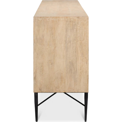 Archie Four Door Sideboard by Sarreid Ltd. in tan. Made from mango wood in a transitional style.