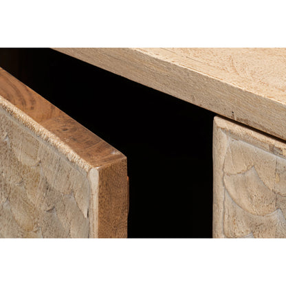 Archie Four Door Sideboard by Sarreid Ltd. in tan. Made from mango wood in a transitional style.