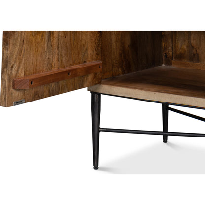 Archie Four Door Sideboard by Sarreid Ltd. in tan. Made from mango wood in a transitional style.