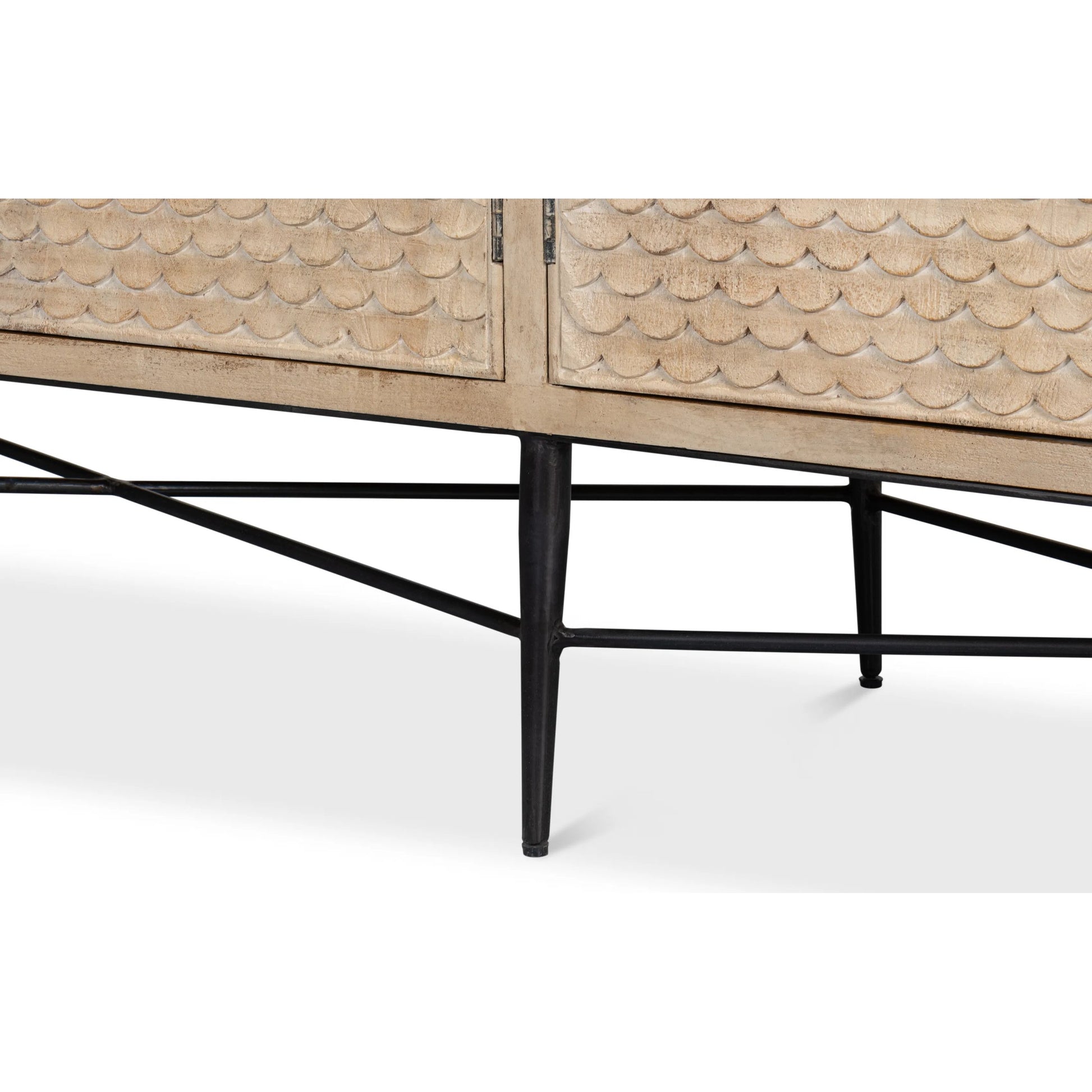 Archie Four Door Sideboard by Sarreid Ltd. in tan. Made from mango wood in a transitional style.