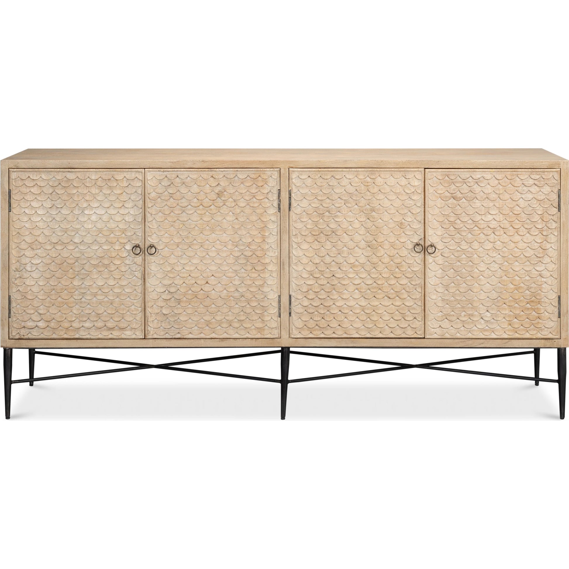 Archie Four Door Sideboard by Sarreid Ltd. in tan. Made from mango wood in a transitional style.