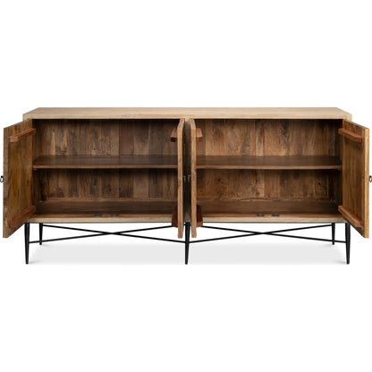 Archie Four Door Sideboard by Sarreid Ltd. in tan. Made from mango wood in a transitional style.