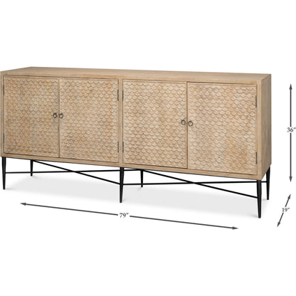 Archie Four Door Sideboard by Sarreid Ltd. in tan. Made from mango wood in a transitional style.