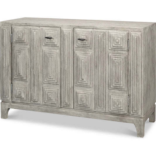 Rafina Two Door Sideboard by Sarreid Ltd. in grey. Made from mango wood in a unique style.