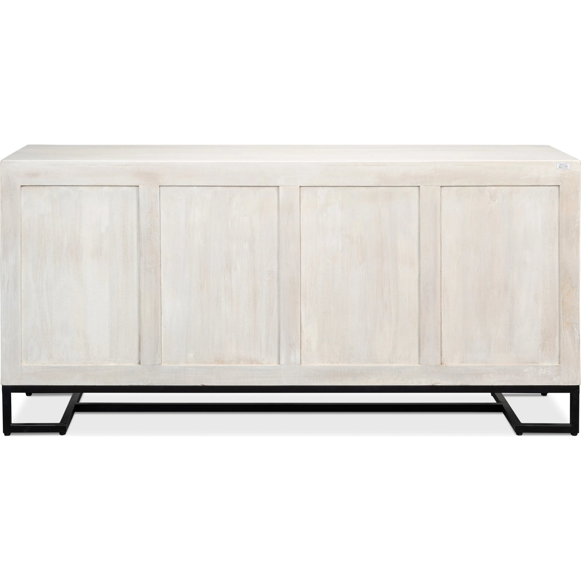 Asiger Four Door Sideboard by Sarreid Ltd. in black. Made from mango wood in a modern style.