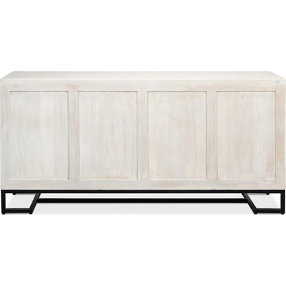 Asiger Four Door Sideboard by Sarreid Ltd. in black. Made from mango wood in a modern style.