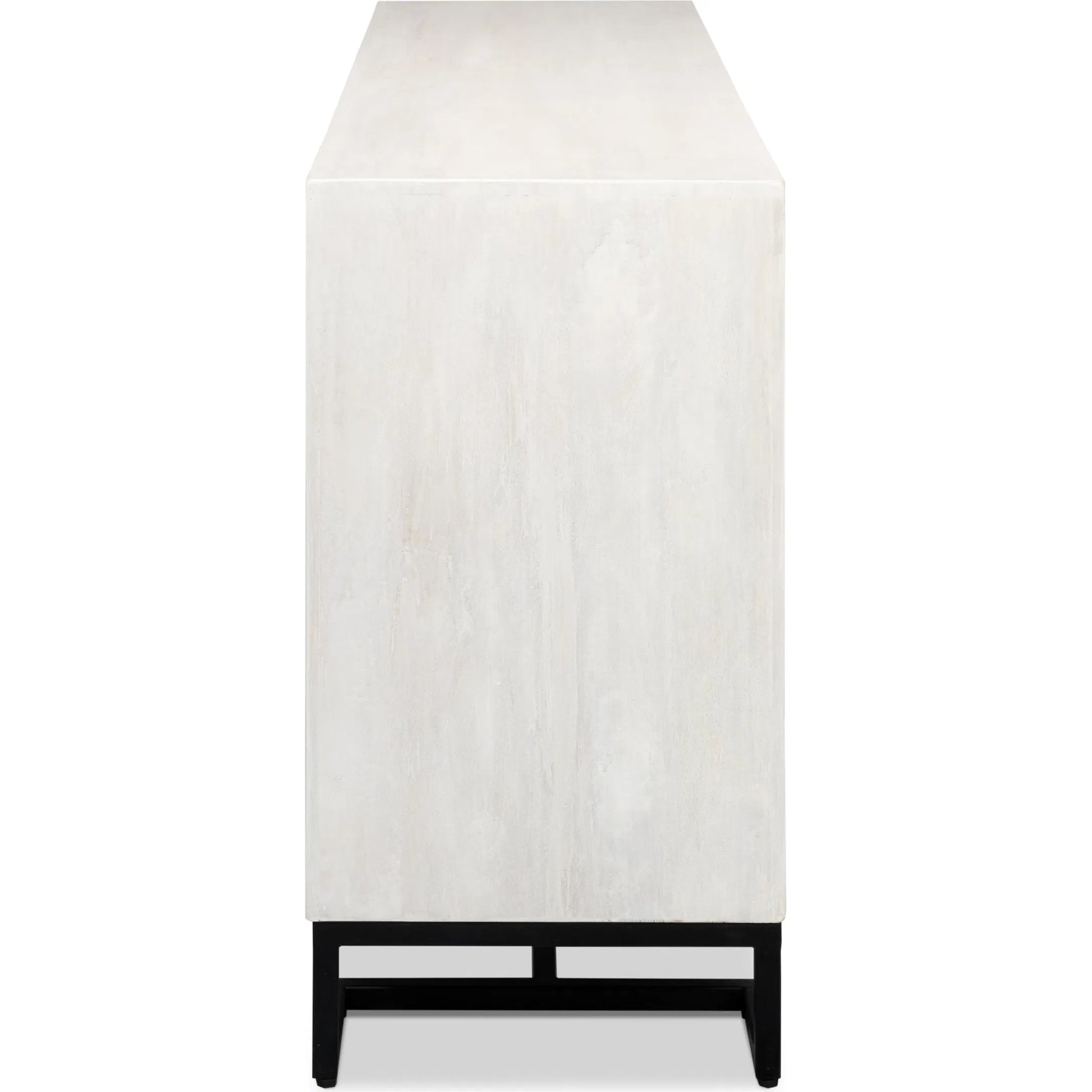 Asiger Four Door Sideboard by Sarreid Ltd. in black. Made from mango wood in a modern style.