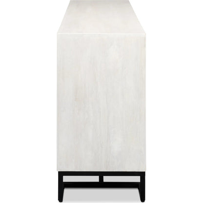 Asiger Four Door Sideboard by Sarreid Ltd. in black. Made from mango wood in a modern style.