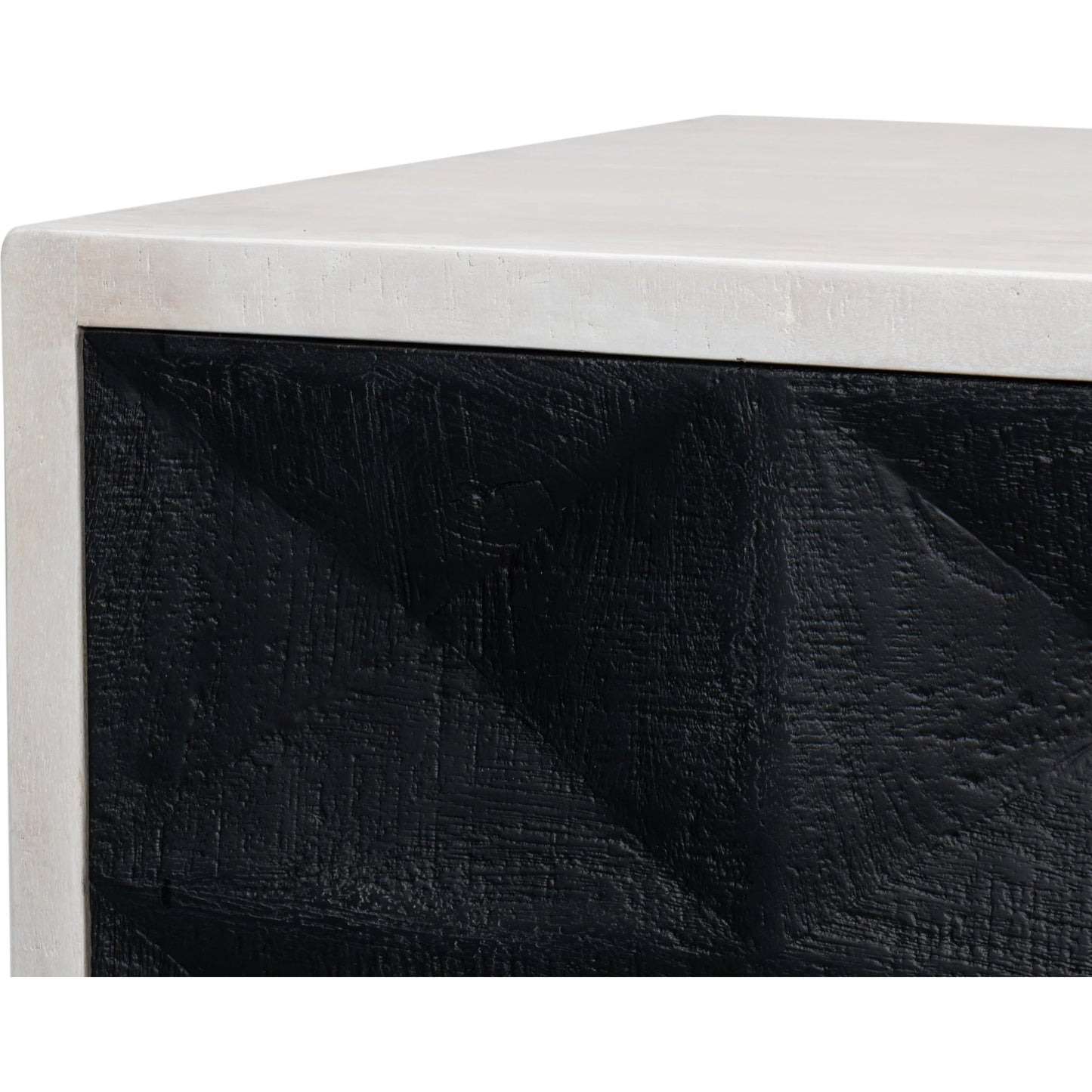 009 SI-2372449 | Closeup | Asiger Four Door Sideboard by Sarreid Ltd. in black. Made from mango wood in a modern style.