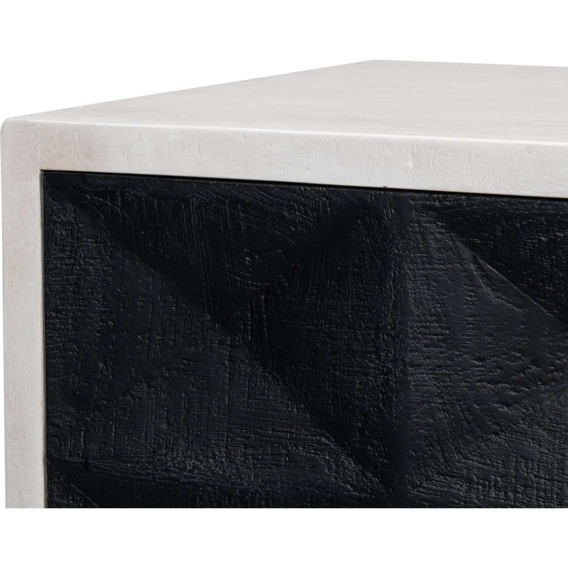 Asiger Four Door Sideboard by Sarreid Ltd. in black. Made from mango wood in a modern style.