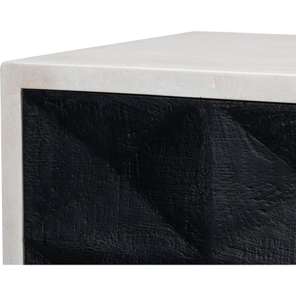 Asiger Four Door Sideboard by Sarreid Ltd. in black. Made from mango wood in a modern style.