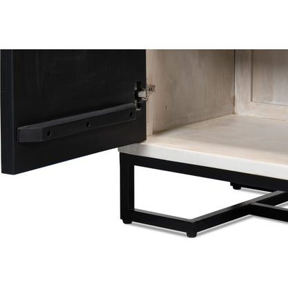 Asiger Four Door Sideboard by Sarreid Ltd. in black. Made from mango wood in a modern style.