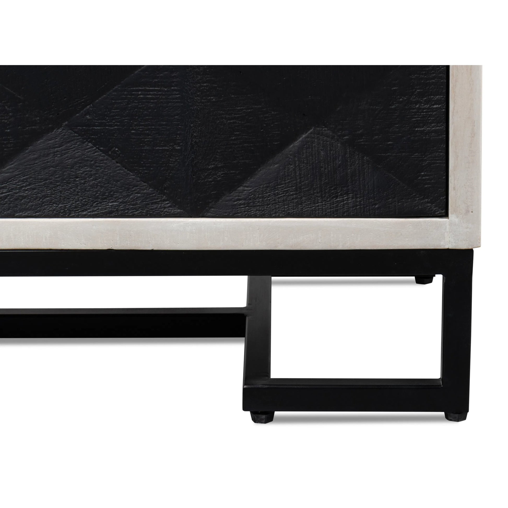 Asiger Four Door Sideboard by Sarreid Ltd. in black. Made from mango wood in a modern style.