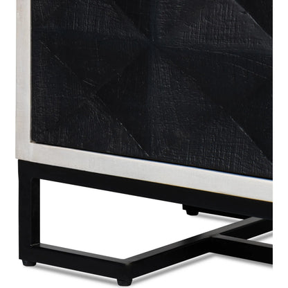 Asiger Four Door Sideboard by Sarreid Ltd. in black. Made from mango wood in a modern style.