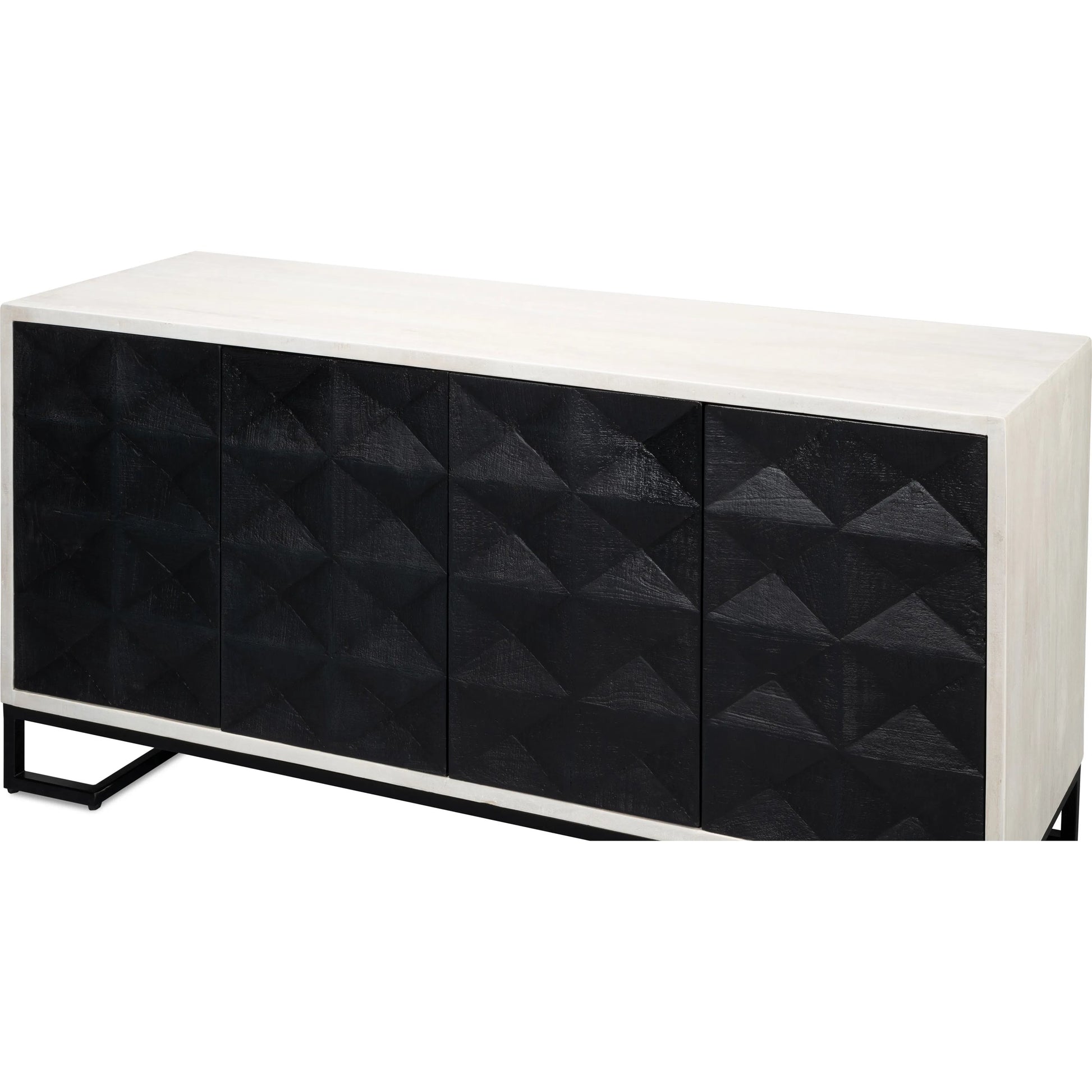 Asiger Four Door Sideboard by Sarreid Ltd. in black. Made from mango wood in a modern style.