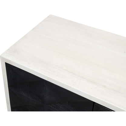 Asiger Four Door Sideboard by Sarreid Ltd. in black. Made from mango wood in a modern style.