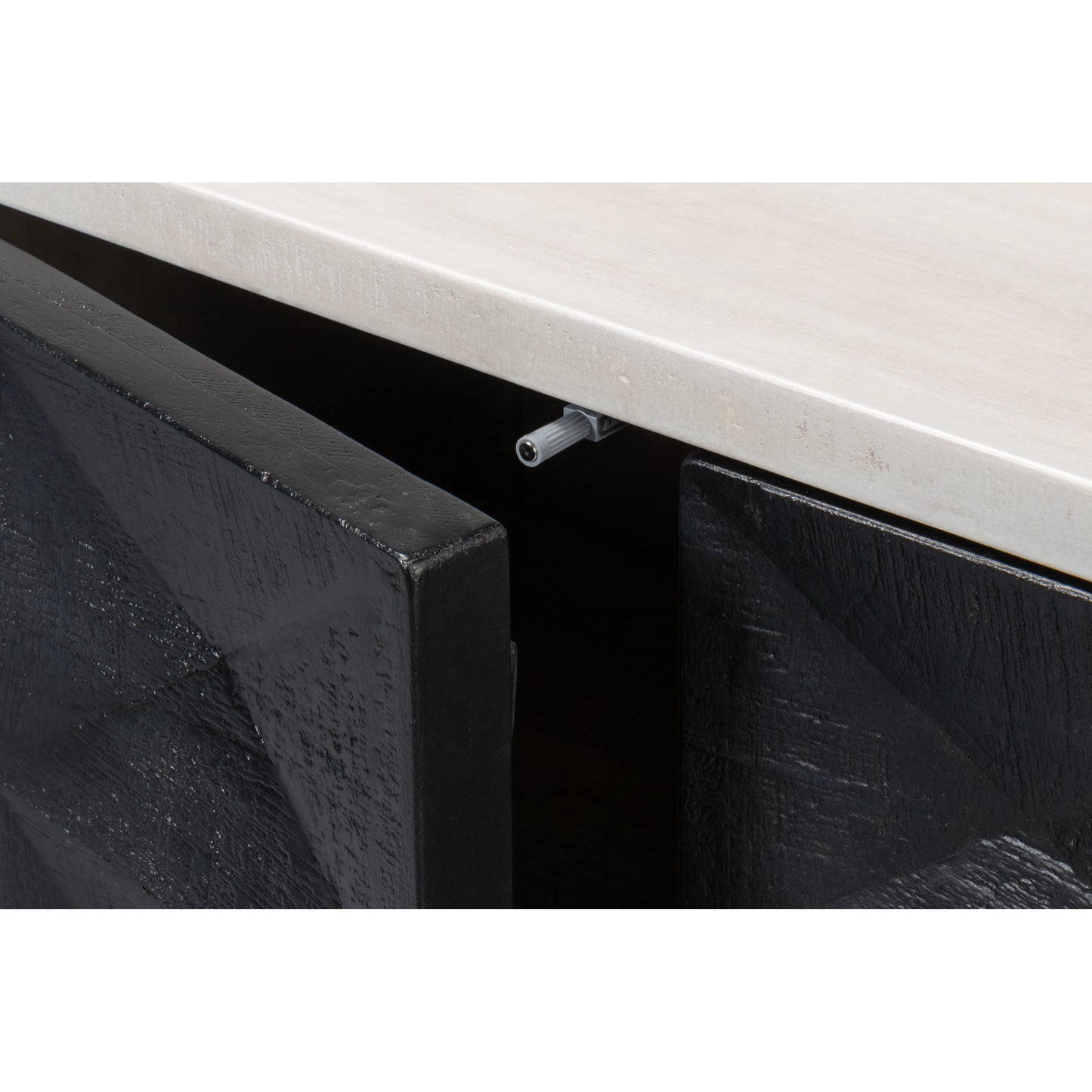 008 SI-2372449 | Closeup | Asiger Four Door Sideboard by Sarreid Ltd. in black. Made from mango wood in a modern style.