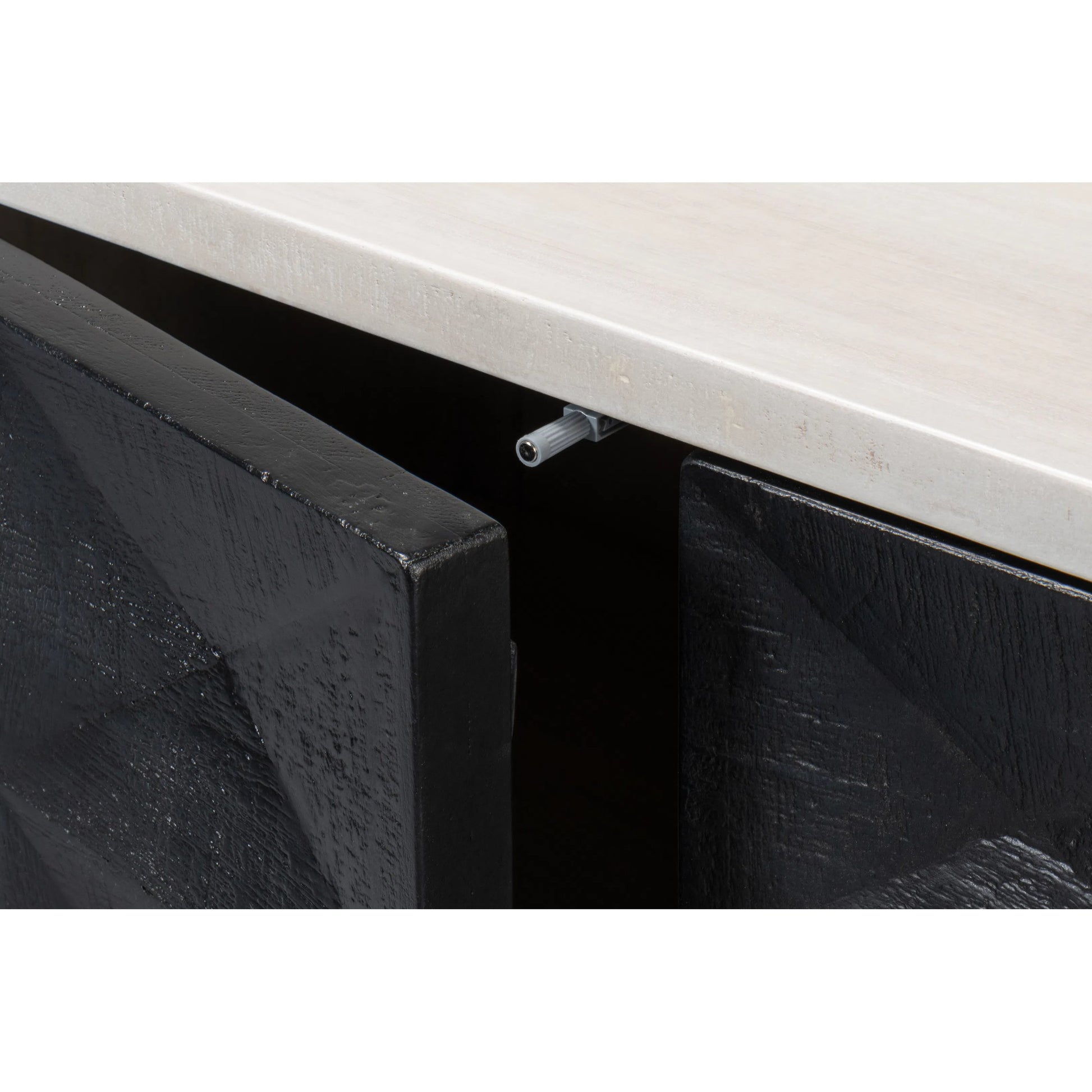 Asiger Four Door Sideboard by Sarreid Ltd. in black. Made from mango wood in a modern style.