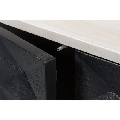 Asiger Four Door Sideboard by Sarreid Ltd. in black. Made from mango wood in a modern style.