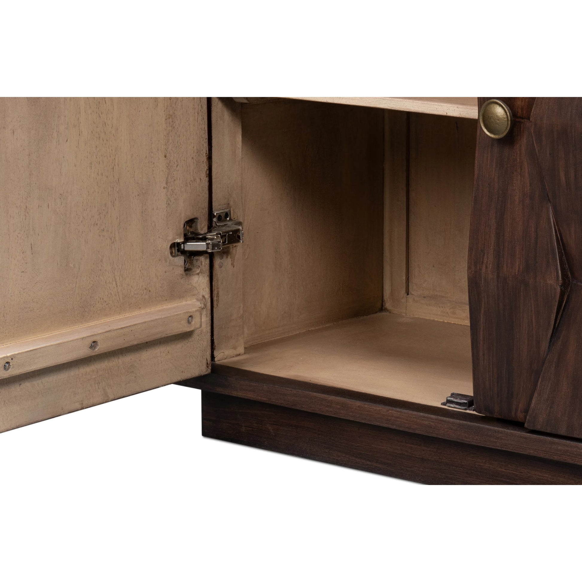 Preston Four Door Sideboard by Sarreid Ltd. in brown. Made from mango wood in a traditional style.