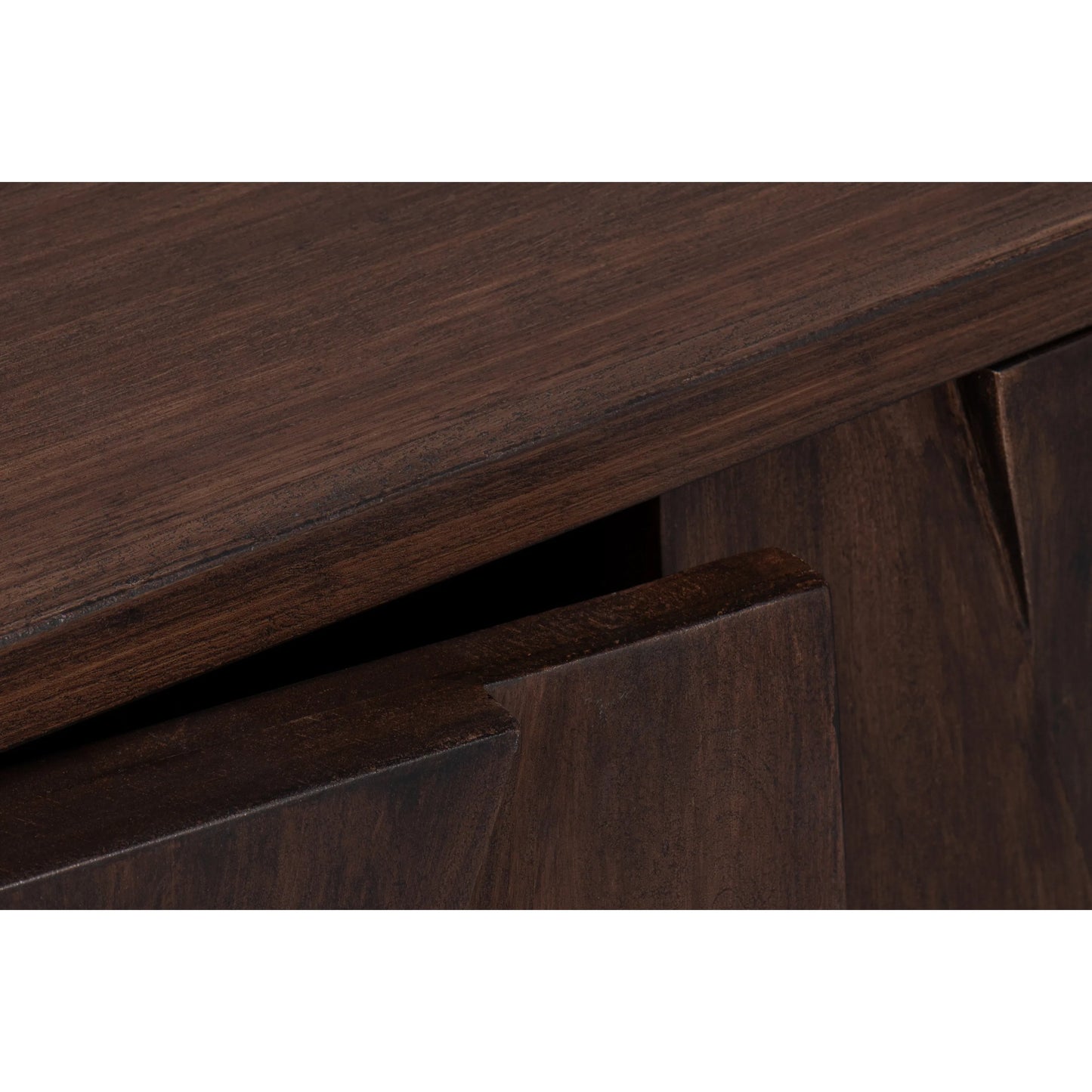 011 SI-2372563 | Closeup | Preston Four Door Sideboard by Sarreid Ltd. in brown. Made from mango wood in a traditional style.