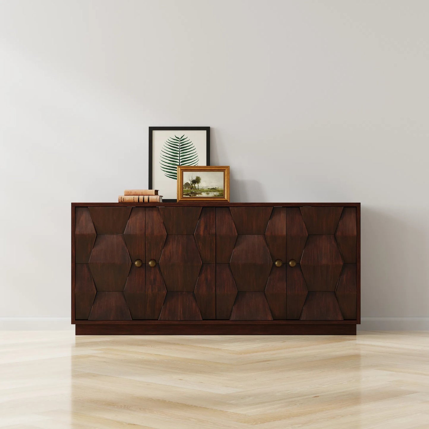 014 SI-2372563 | Lifestyle | Preston Four Door Sideboard by Sarreid Ltd. in brown. Made from mango wood in a traditional style.