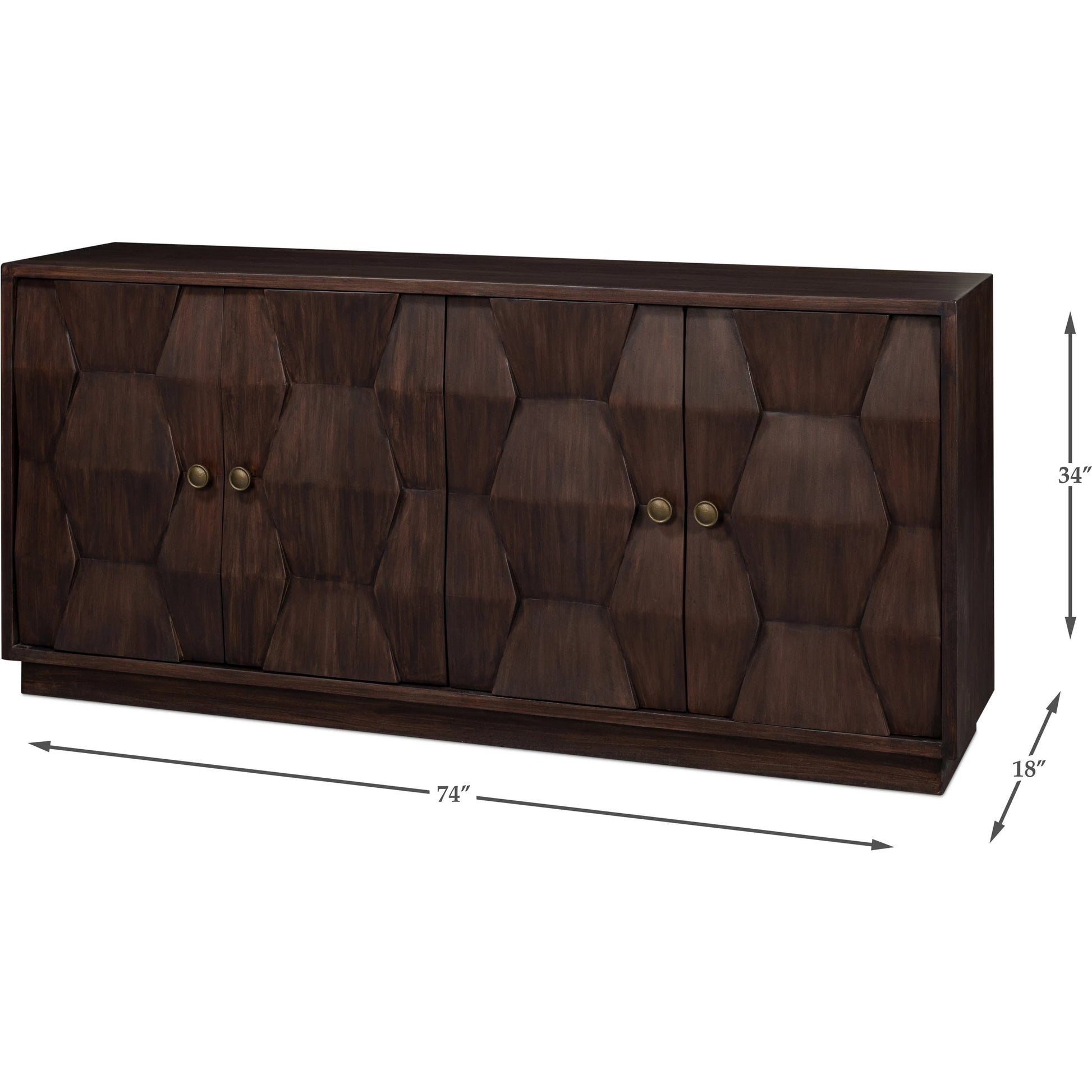 Preston Four Door Sideboard by Sarreid Ltd. in brown. Made from mango wood in a traditional style.