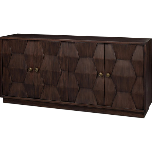 Preston Four Door Sideboard by Sarreid Ltd. in brown. Made from mango wood in a unique style.
