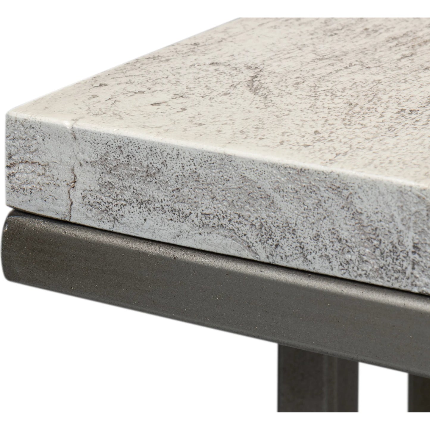 013 SI-2372562 | Closeup | Ponie End Table by Sarreid Ltd. in grey. Made from iron, mango wood in a modern style.