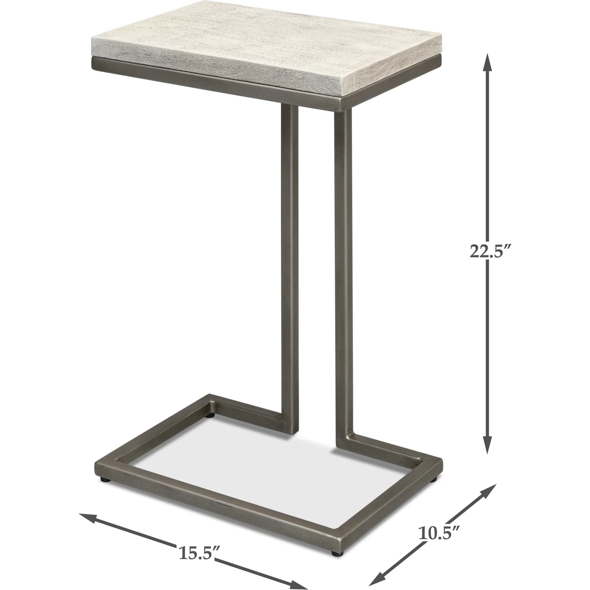 Ponie End Table by Sarreid Ltd. in grey. Made from iron, mango wood in a modern style.