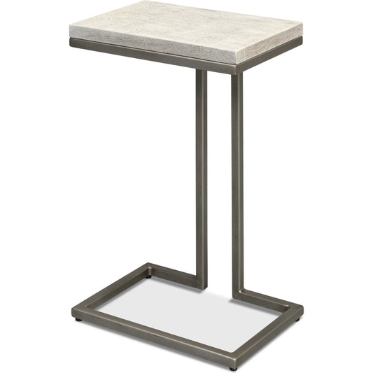 Ponie End Table by Sarreid Ltd. in grey. Made from iron, mango wood in a unique style.