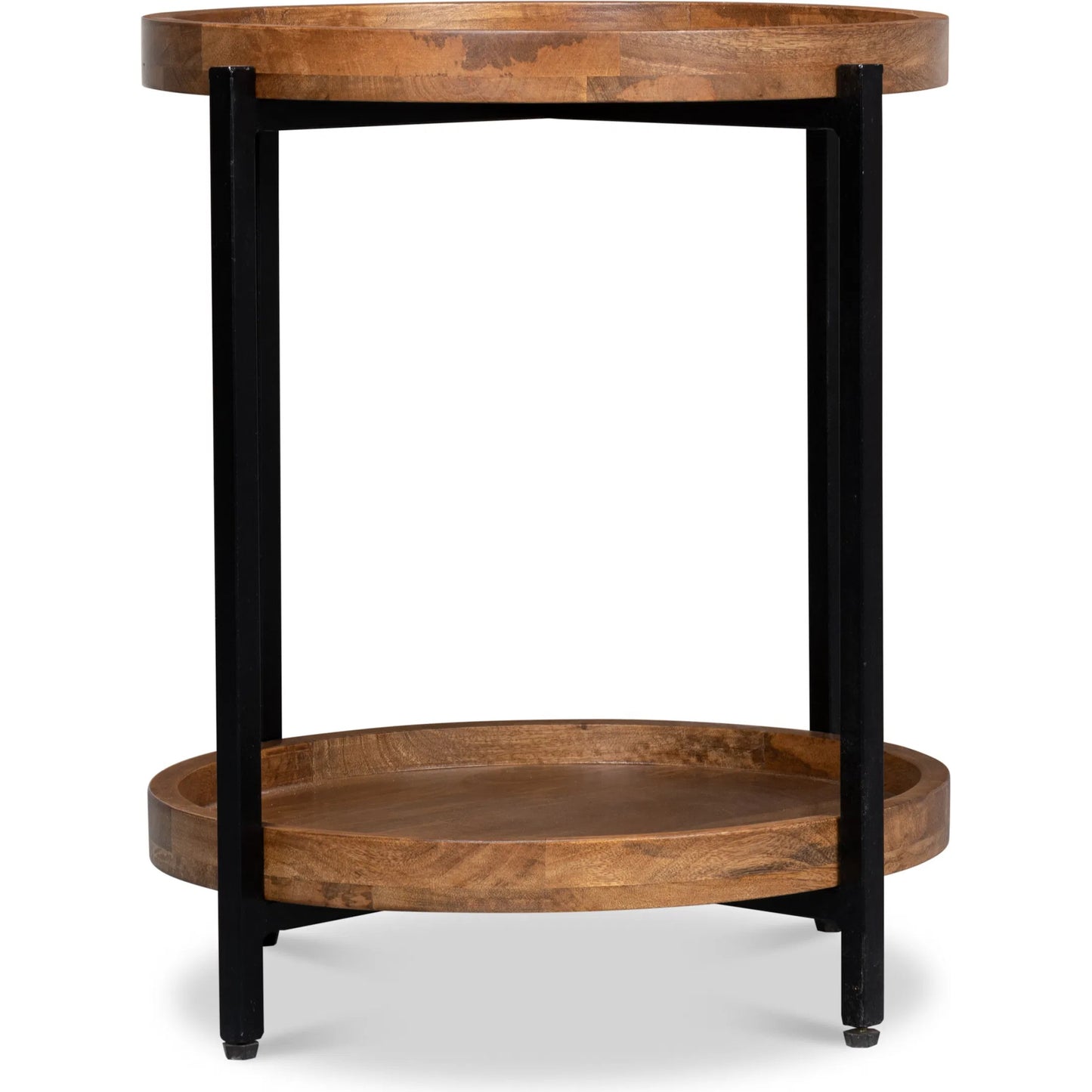 002 SI-2372564 | Additional Silo | Profile Round End Table by Sarreid Ltd. in brown. Made from iron, mango wood in a transitional style.
