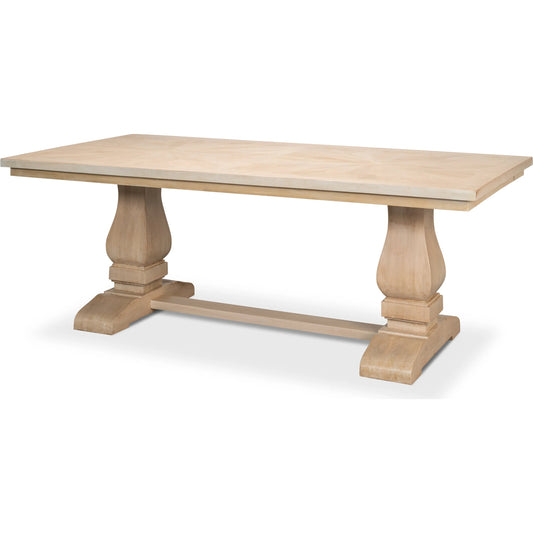 Gloria Dining Table by Sarreid Ltd. in tan. Made from mango wood in a unique style.