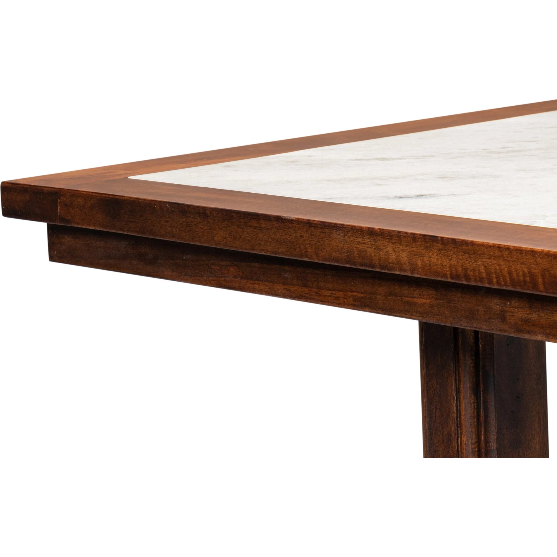 Versatilis Dining Table by Sarreid Ltd. in brown. Made from mango base with marble top in a modern style.
